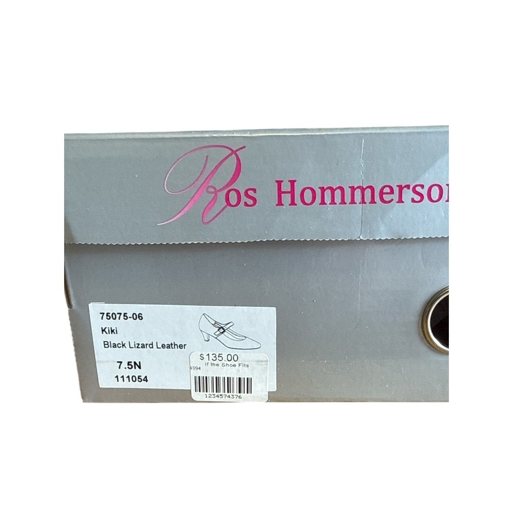 Ros Hommerson Black Patent Leather Lizard Mary Jane Low Block Pumps 7.5N‎ Narrow - Picture 15 of 15